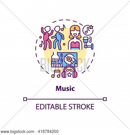 Music Concept Icon. Copyright Object Idea Thin Line Illustration. Rights For Musical Work. Sound Rec