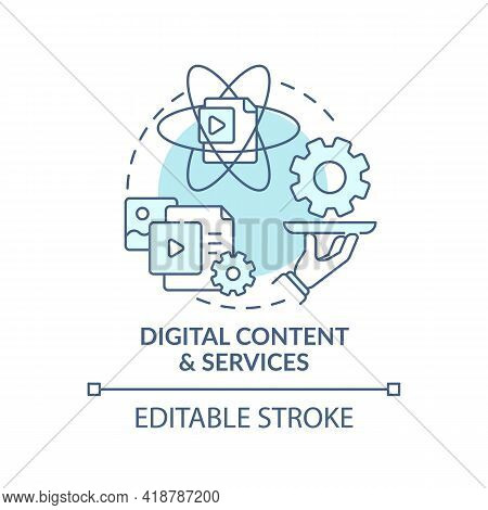 Digital Content And Service Turquoise Concept Icon. Online Communication. Internet Connection. Digit