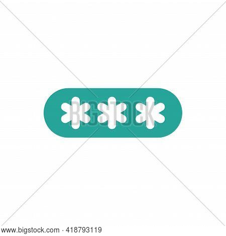 Three Blue Asterisks Footnote Icon. Password, Parol Sign. Flat Icon Of Asterisk Isolated On White Ba