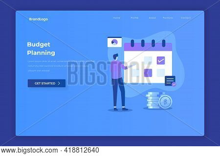 Flat Design Of Budget Planning Concept. Illustration For Websites, Landing Pages, Mobile Application