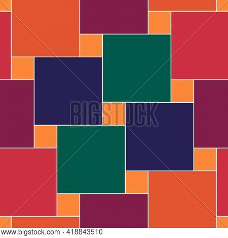 Seamless Pattern. Pythagorean Tiling. Squares Tessellation. Repeated Color Checks Ornament. Square, 