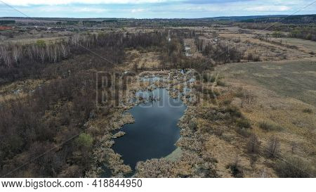 Marshland. Salt Marsh Fly-through. Panorama Of Marshland. The Wetland Was Photographed From A Height