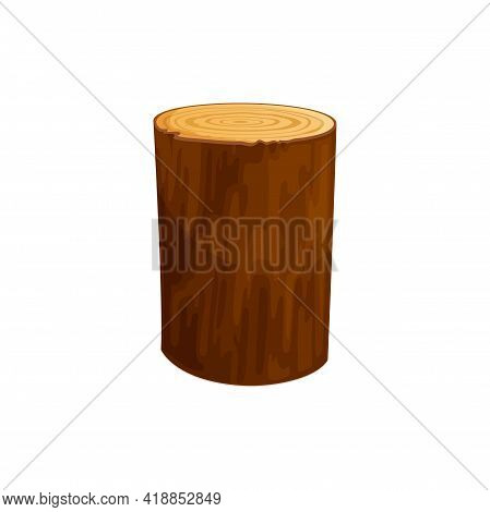 Circle Of Log, Cross Section Of Firewood Or Heartwood Timber Trunk Isolated Flat Cartoon Icon. Vecto