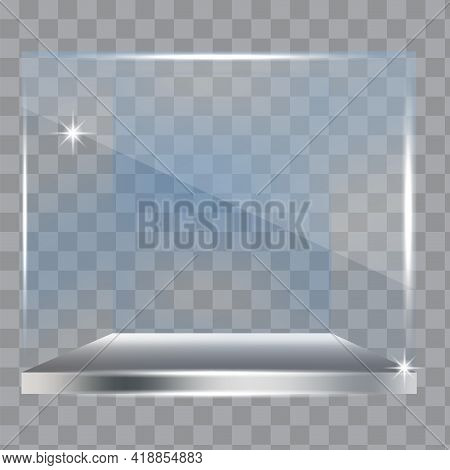 3d Mockup With Glass Showcase Form Cube. Interior Design. Vector Illustration. Stock Image.