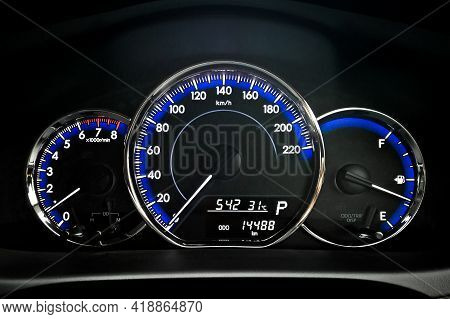 Car Dashboard, Engine Gauge, Speedmeter And Fuel Gauge