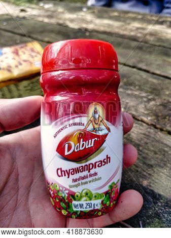Gothenburg, Sweden - April 26, 2021: Chyawanprash Indian Supplement