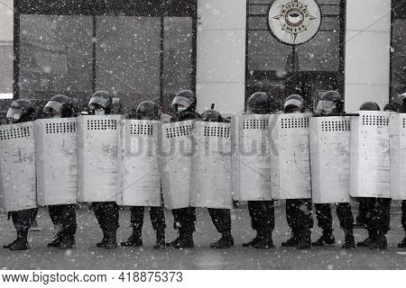 Barnaul, Russia-april 21, 2021. Crackdown On Demonstrations In Support Of Opposition Politician Alex