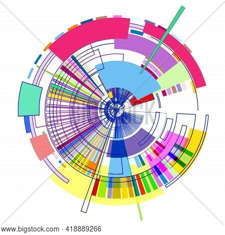 Circle With Colored Geometric Shapes On White Background
