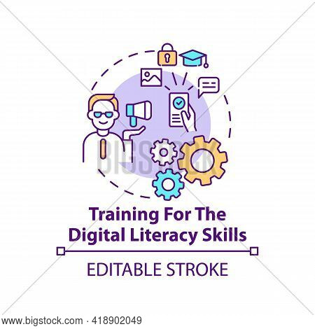 Training For The Digital Literacy Skills Concept Icon. Navigating Social Media Cyberspace. Digital I