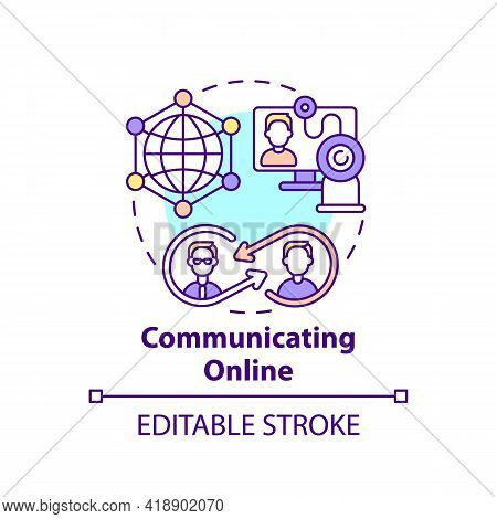 Communicating Online Concept Icon. Internet Chat. Remote Meeting. Global Communication. Digital Incl