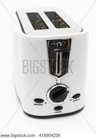 Beautiful Modern Toaster On A White Background. Appliances For The Kitchen. Stylish Toaster. Multifu