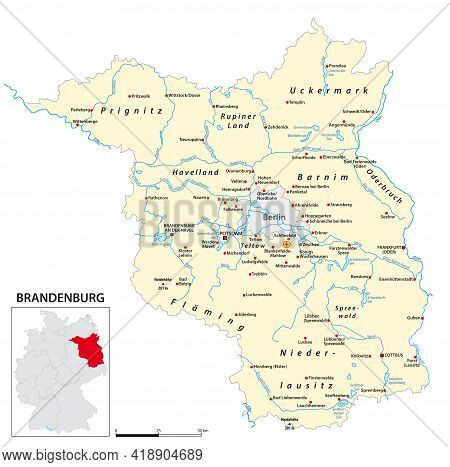 Map Of The State Of Brandenburg In German Language