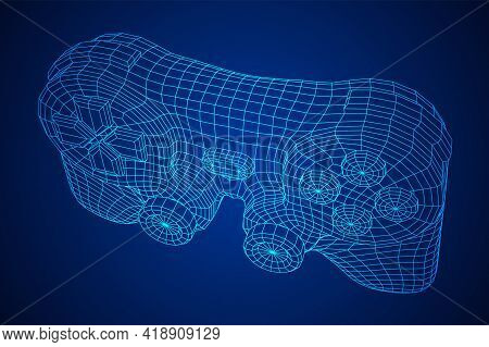 Game Controller Or Gamepad For Videogames. Wireframe Low Poly Mesh
