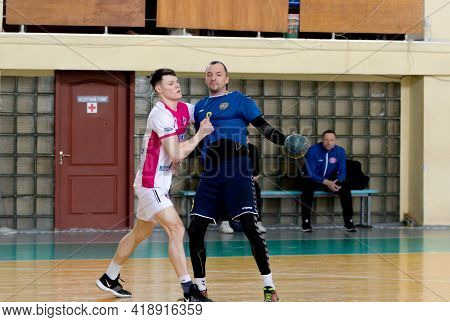 Odessa, Ukraine - April 23, 2021: Handball. Federation Of Men's Handball Of Ukraine. Match Odessa -