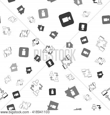 Set Camera, Video Camera Off In Home, Online Working And Project Team Base On Seamless Pattern. Vect