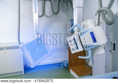 Medical Equipment For Surgery Technology In White Ward. Emergency Medicine Devices For Surgeon.