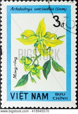 Vietnam - Circa 1984: Postage Stamp 'climbing Ylang Ylang Or Artabotrys Uncinatus' Printed In Vietna