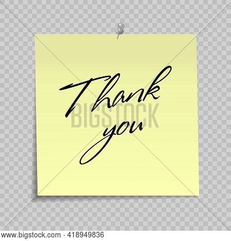 Yellow Sticky Note With Thank You Message Isolated Template For Your Design