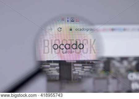 New York, Usa - 26 April 2021: Ocado Group Company Logo Close-up On Website Page, Illustrative Edito