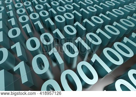 Green Binary Numbers Background. Abstract Backdrop. 3d Illustration.