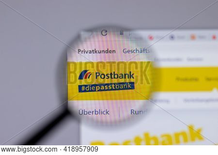 New York, Usa - 26 April 2021: Deutsche Postbank Company Logo Close-up On Website Page, Illustrative