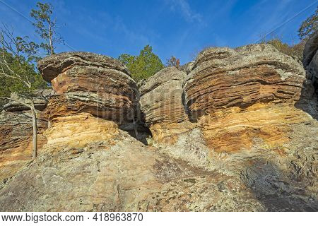 Colorful Liesegang Rings In The Sedmentary Rocks In The Garden Of The Gods In Shawnee National Fores