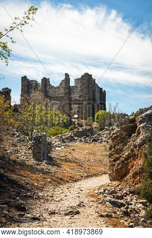 Roman Ruins At Greco-roman City In Antalya Province Of Turkey. Ancient City Of Pamphylia.