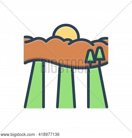Color Illustration Icon For Farm Field Ranch Tilth Bowery Agricultural Predial