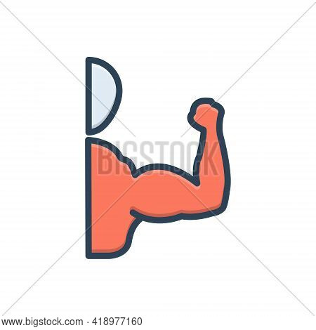 Color Illustration Icon For Muscle Sinew Brawn Bodybuilder Strong Gym Fitnessbicep