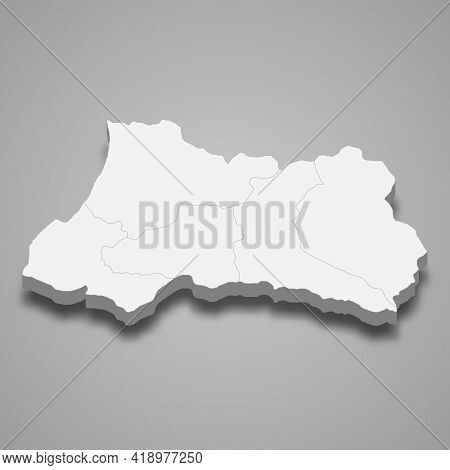 3d Isometric Map Of Adjara Is A Region Of Georgia, Vector Illustration