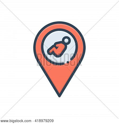 Color Illustration Icon For Birthplace Place-of-birth Native-land Motherland