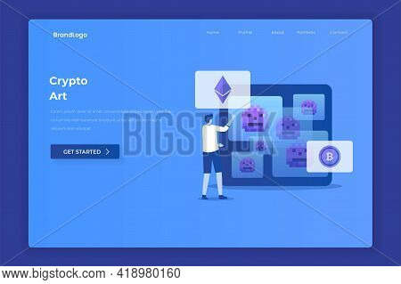 Crypto Art Illustration Landing Page. Illustration For Websites, Landing Pages, Mobile Applications,
