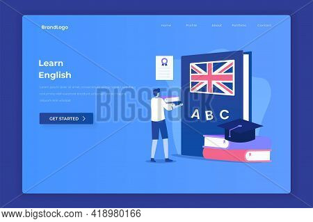 English Lesson Illustration Landing Page. Illustration For Websites, Landing Pages, Mobile Applicati