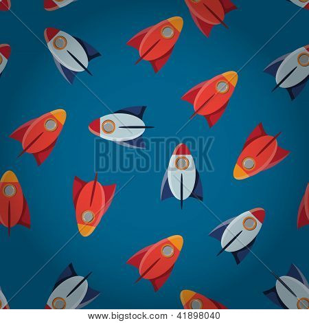 Space toy rocket abstract seamless vector pattern