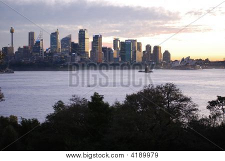 Skyline di Sydney al crepuscolo