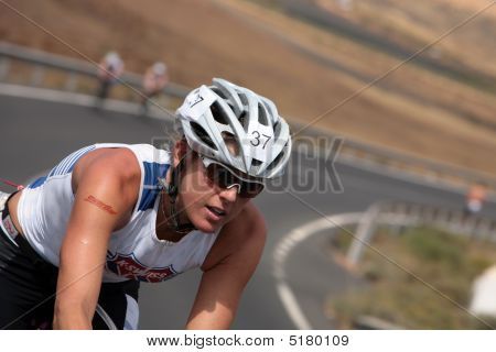 Lanzarote, Spanien - 23 maj: Hillary Biscaya af Tucson Arizona USA i Ironman Triathlon 2009