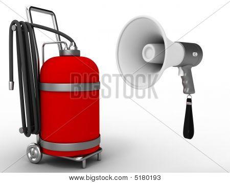 Megafon og Gas Cylinder