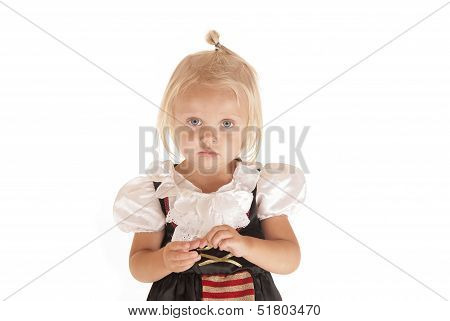 Cute Blonde With Blue Eyes In Simple Pirate Costume
