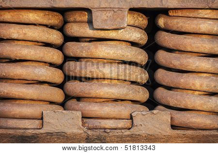 Rusted Springs On Freight Train Boxcar