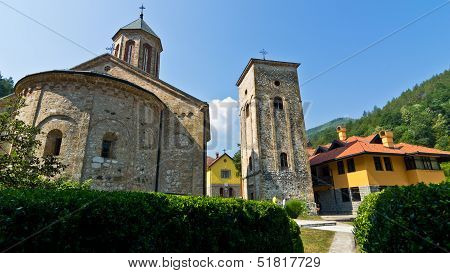 Entrance to Raca monastery established in 13. century, near Tara national park