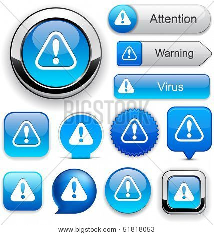 Attention blue design elements for website or app. Vector eps10.
