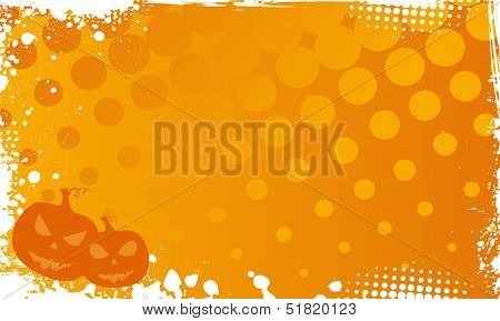 Grunge Halloween Background With Pumpkins