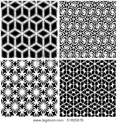 Vector illustration of seamless black-and-white geometric pattern. 