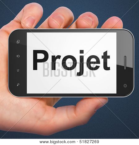 Business concept: Projet(french) on smartphone