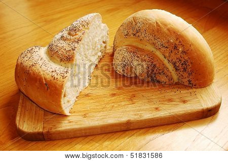 White Swirl Bread Loaf Cut In Half