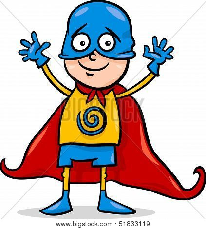 Boy In Hero Costume Cartoon