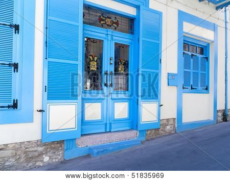 Blue Windows Of Lefkara House