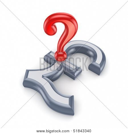Red query mark on a pound sterling.