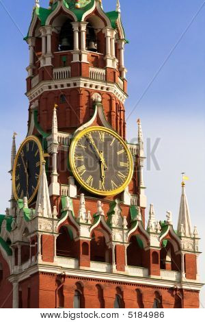 Spaskaya Tower nebo moskevského Kremlu