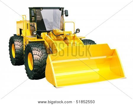 Modern front loader isolated on white background without shadow